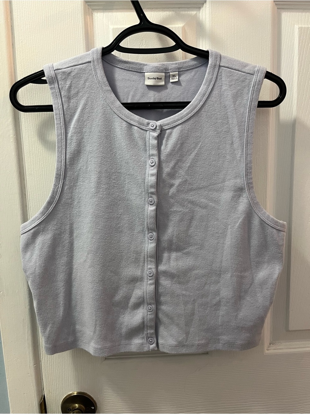 Aritzia Sunday Best Dusk Blue Crew Neck Button-Up Tank Top - Size XL